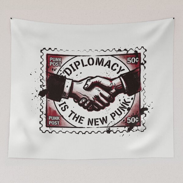 Item preview, Diplomacy Is The New Punk Rock Aesthetic Vintage Stamp designed and sold by SplashTastic.