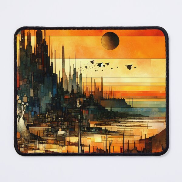 Item preview, The Red Horizon City | Retro Sci-Fi Martian Landscape  designed and sold by Stoneflower-Art.