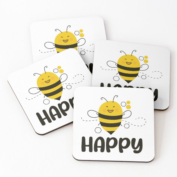 Item preview, Be happy, happiness quote, cute Bee designed and sold by CHERRY--SHOP.
