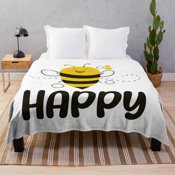 Item preview, Be happy, happiness quote, cute Bee designed and sold by CHERRY--SHOP.
