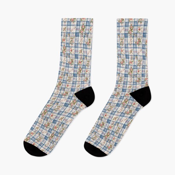 Item preview, Layered gingham with monochrome illustrated florals designed and sold by Designbes.