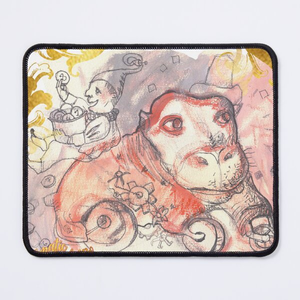 Item preview, Automatic Baby Hippo & Clown With Pot Of Gold (Original Ink Drawing by ACCI) designed and sold by VanyssaGraphics.