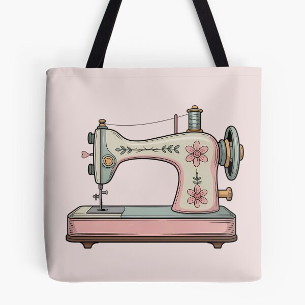 Item preview, Retro Sewing Machine & Floral Notion Pattern – Vintage Sewist Aesthetic designed and sold by MarJul.