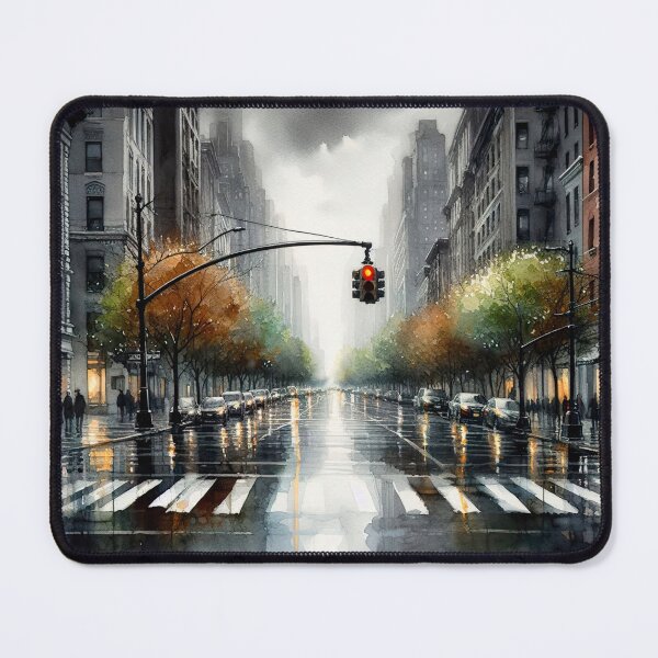 Item preview, Rainy city street at dusk designed and sold by paulrommer.