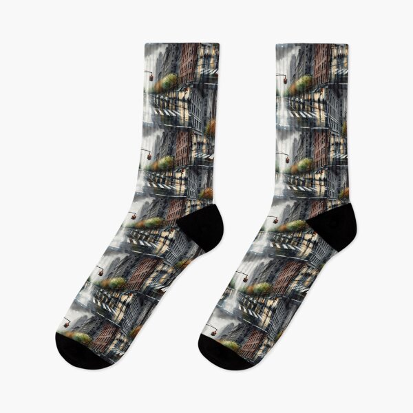 Item preview, Rainy city street at dusk designed and sold by paulrommer.