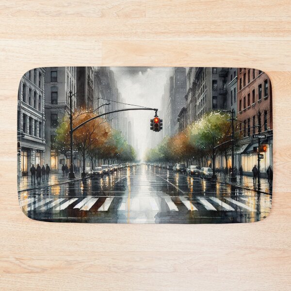 Item preview, Rainy city street at dusk designed and sold by paulrommer.