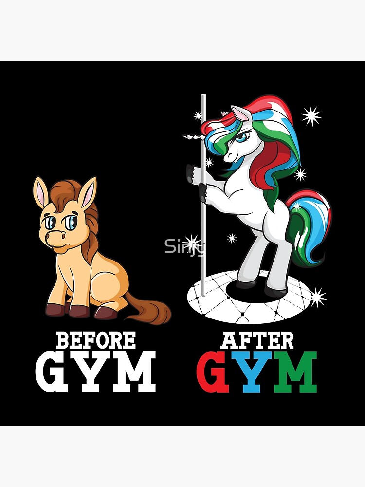 Funny Workout Gifts Before And After Gym Unicorn Fitness Personal Trainer Poster By Sinjy