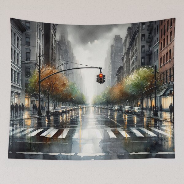 Item preview, Rainy city street at dusk designed and sold by paulrommer.