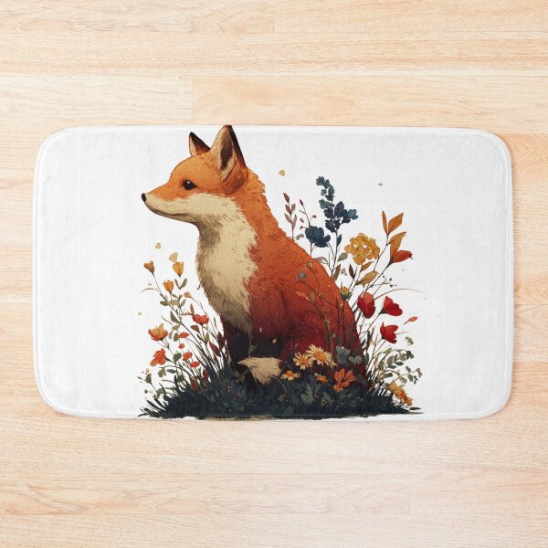 Item preview, Cute Fox and Flowers designed and sold by NicolasGlowArt.