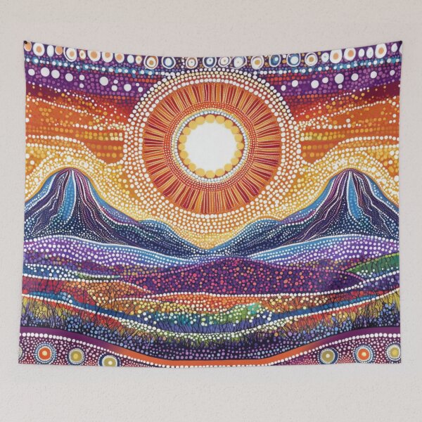 Item preview, Aboriginal Inspired Dot Art - Australian Mountains and Sun designed and sold by GrinGalore.