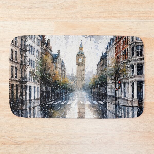 Item preview, Big Ben in a street scene in the rain designed and sold by paulrommer.
