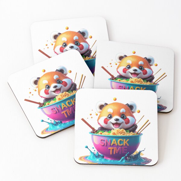 Item preview, Snack Time Cute Red Panda Figure Eating Ramen Noodles In Bowl For Funny Animal Sticker Art And Nursery Decor designed and sold by icemanphotos.