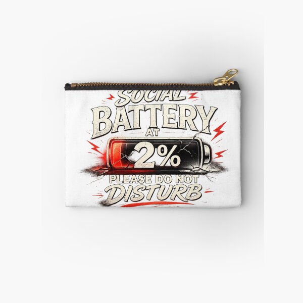 Item preview, Social Battery 2% – Low Energy Warning Funny Introvert Shirt designed and sold by MoodMinistry.