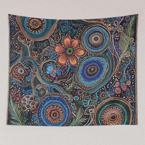 Item preview, Aboriginal Inspired Dot Art - Floral Fauna Abstract designed and sold by GrinGalore.