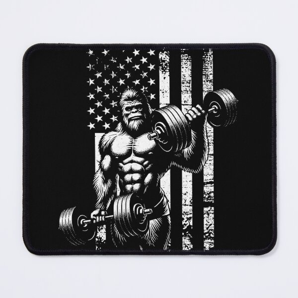 Item preview, Bigfoot Gym Sasquatch USA American Flag designed and sold by UniTeeCo.