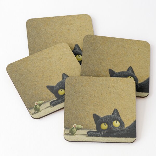 Item preview, Black cat and mouse interaction designed and sold by anytka.