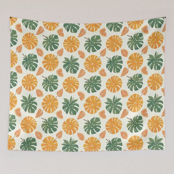 Item preview, Tropical Citrus & Monstera Leaf Pattern | Summer Fruit Botanical Design  designed and sold by Print culturee.