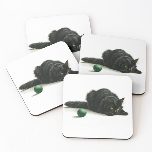 Item preview, Black cat watching green ball designed and sold by anytka.