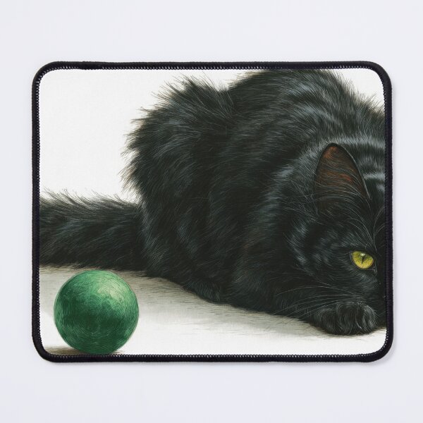 Item preview, Black cat watching green ball designed and sold by anytka.