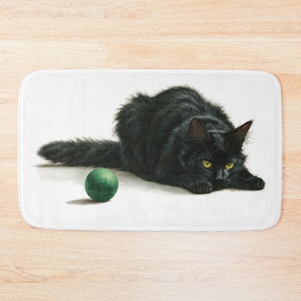Item preview, Black cat watching green ball designed and sold by anytka.