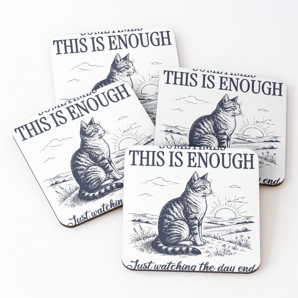Item preview, Sometimes This Is Enough Cat – Watching the Day End – Peaceful Sunset Cat Illustration designed and sold by TeeVerse27.