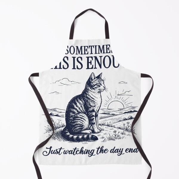 Item preview, Sometimes This Is Enough Cat – Watching the Day End – Peaceful Sunset Cat Illustration designed and sold by TeeVerse27.