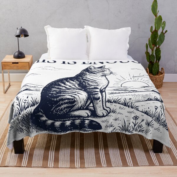 Item preview, Sometimes This Is Enough Cat – Watching the Day End – Peaceful Sunset Cat Illustration designed and sold by TeeVerse27.