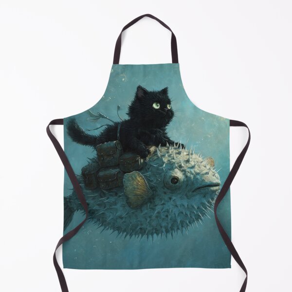 Item preview, Cat rides on pufferfish in water designed and sold by anytka.