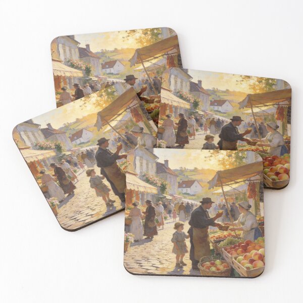 Item preview, Romantic Market Street Painting, Colorful Floral & Fruit Market in Impressionism Style designed and sold by BlareBlare.