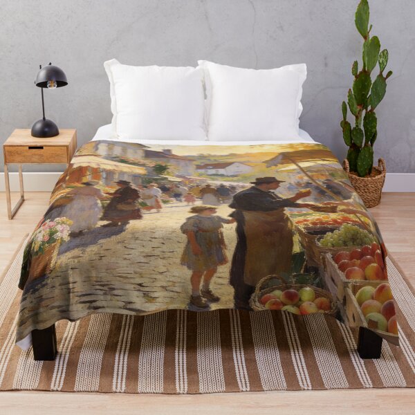 Item preview, Romantic Market Street Painting, Colorful Floral & Fruit Market in Impressionism Style designed and sold by BlareBlare.