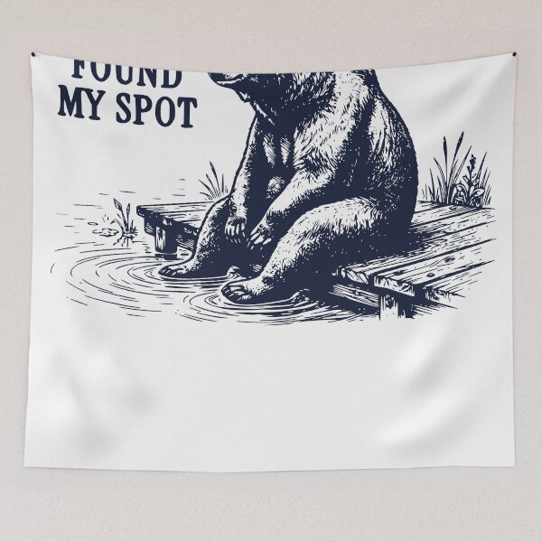 Item preview, Found My Spot Bear – Relaxing Bear Sitting by the Water – Peaceful Nature Bear Illustration designed and sold by TeeVerse27.