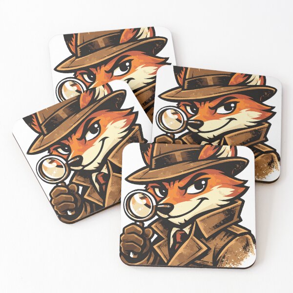 Item preview, A clever fox detective character inspired by classic mystery themes. The grunge brush textures add a vintage feel while keeping designed and sold by Dejbar.
