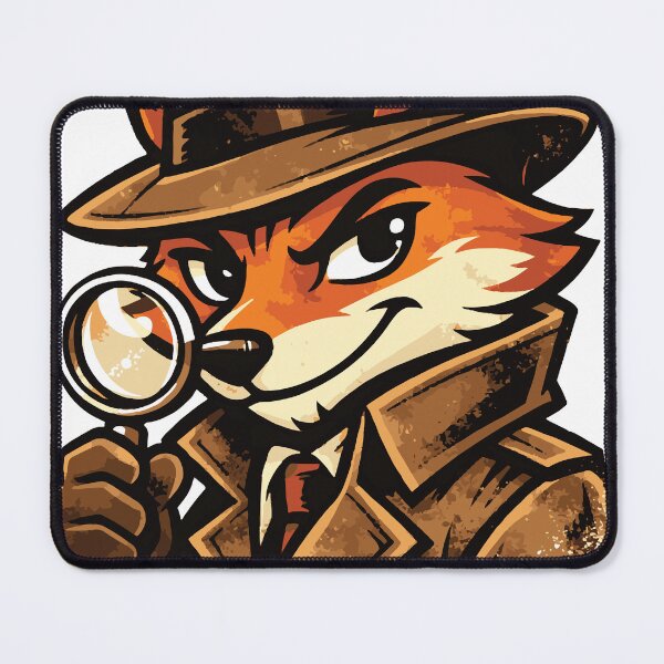 Item preview, A clever fox detective character inspired by classic mystery themes. The grunge brush textures add a vintage feel while keeping designed and sold by Dejbar.