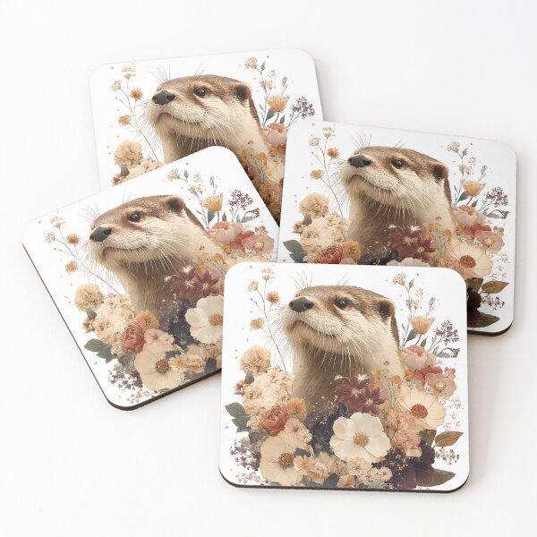 Item preview, Cute Otter and Flowers designed and sold by NicolasGlowArt.
