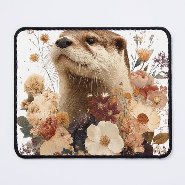 Item preview, Cute Otter and Flowers designed and sold by NicolasGlowArt.