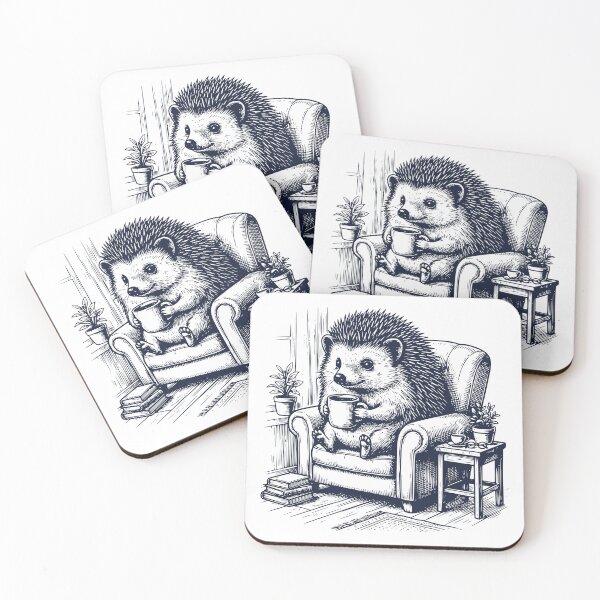 Item preview, Cozy Hedgehog Coffee – Cute Hedgehog in Armchair Drinking Coffee – Relaxing Animal Illustration designed and sold by TeeVerse27.