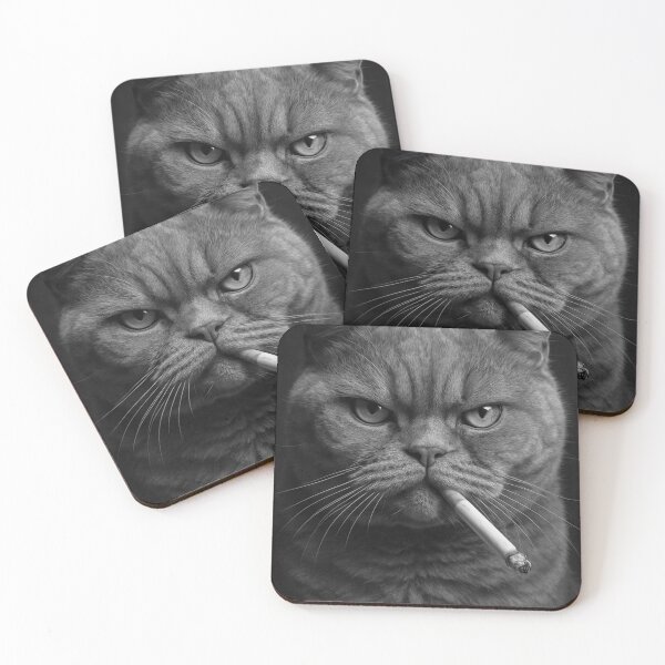 Item preview, Cool British Shorthair Cat Smoking Noir Black and White Art designed and sold by vk09.