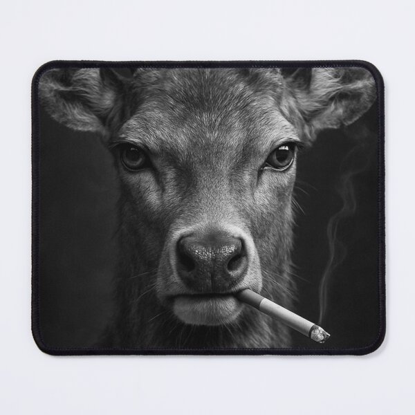 Item preview, Cool Deer Smoking Cigarette Noir Black and White Art designed and sold by vk09.