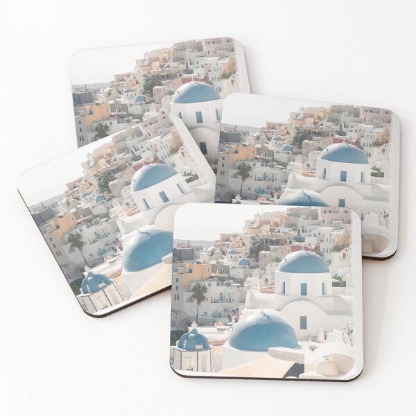 Item preview, View over Oia Santorini with famous blue domes designed and sold by Kimberleyjekel.