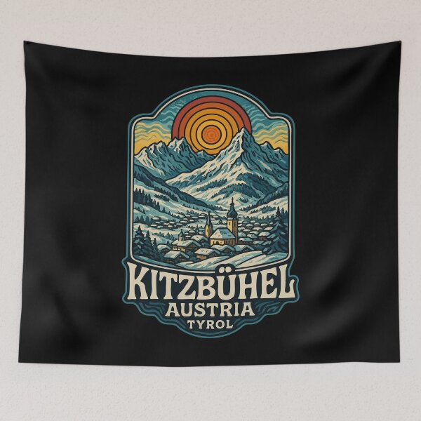 Item preview, Kitzbuhel Austria Retro Trippy Art Travel designed and sold by TomFrontierArt.