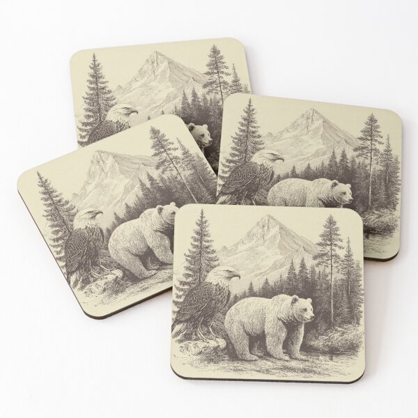 Item preview, Eagle, Bear in Nature designed and sold by NicolasGlowArt.