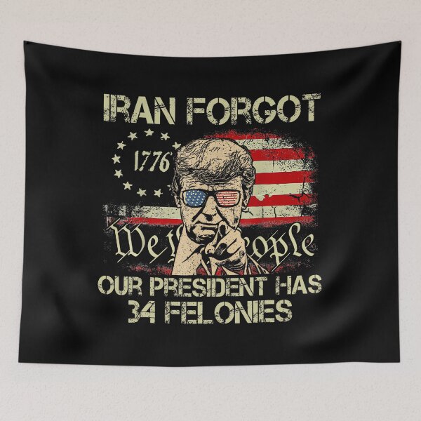 Item preview, Iran Forgot Our President Has 34 Felonies Vintage Us Flag  designed and sold by puzchresta.
