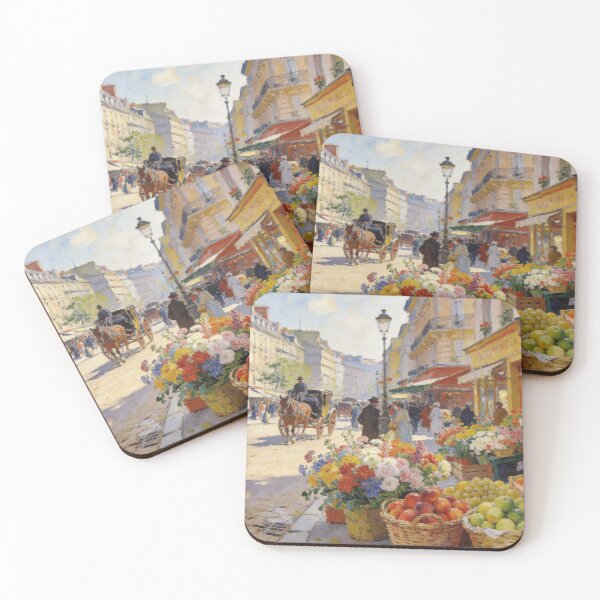 Item preview, Beautiful Marketplace Street Art, Impressionist Shops, Flowers & Fresh Fruit Stalls designed and sold by BlareBlare.