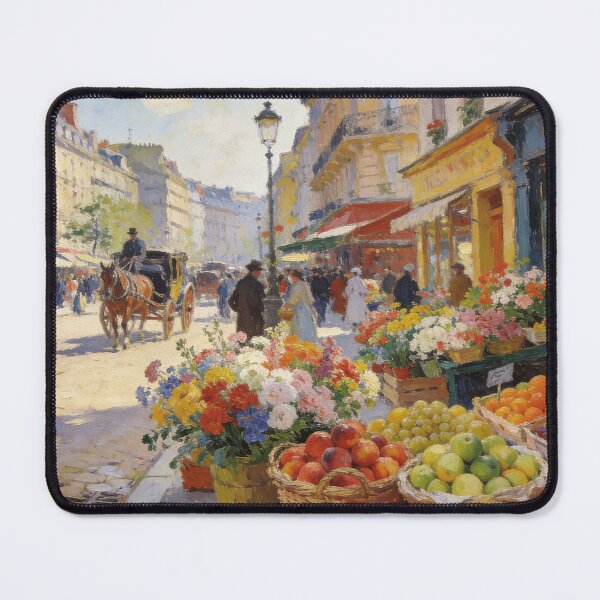 Item preview, Beautiful Marketplace Street Art, Impressionist Shops, Flowers & Fresh Fruit Stalls designed and sold by BlareBlare.