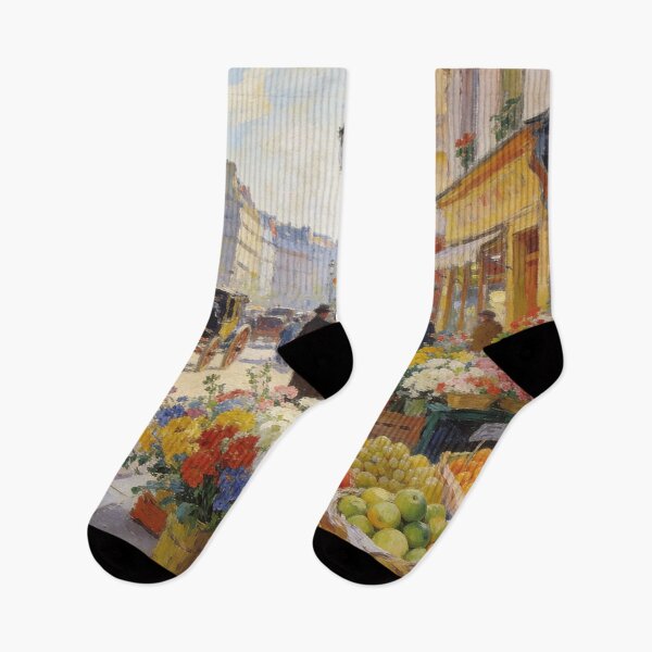 Item preview, Beautiful Marketplace Street Art, Impressionist Shops, Flowers & Fresh Fruit Stalls designed and sold by BlareBlare.