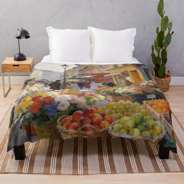Item preview, Beautiful Marketplace Street Art, Impressionist Shops, Flowers & Fresh Fruit Stalls designed and sold by BlareBlare.