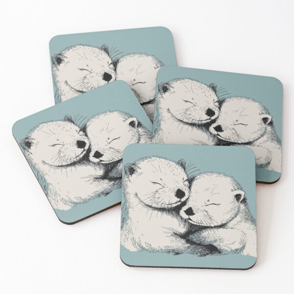 Item preview, Otters cuddle together on a calm day designed and sold by anytka.