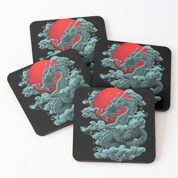 Item preview, Japanese Dragon Rising Under the Red Sun – Traditional Asian Dragon Art designed and sold by MirAgency.