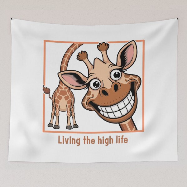 Item preview, Funny Giraffe "Living The High Life" Design - Cute Animal Pun Tee designed and sold by ArthousePromos.