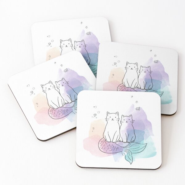 Item preview, Cats sit on a mermaid tail in water designed and sold by anytka.